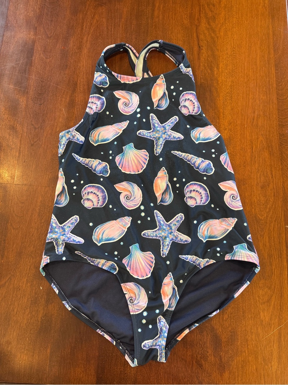 Landsend Girls Seashell Print One-Piece Swimsuit